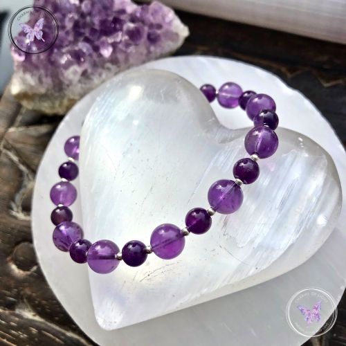 Amethyst & Silver Bead Bracelet